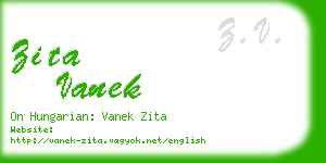 zita vanek business card